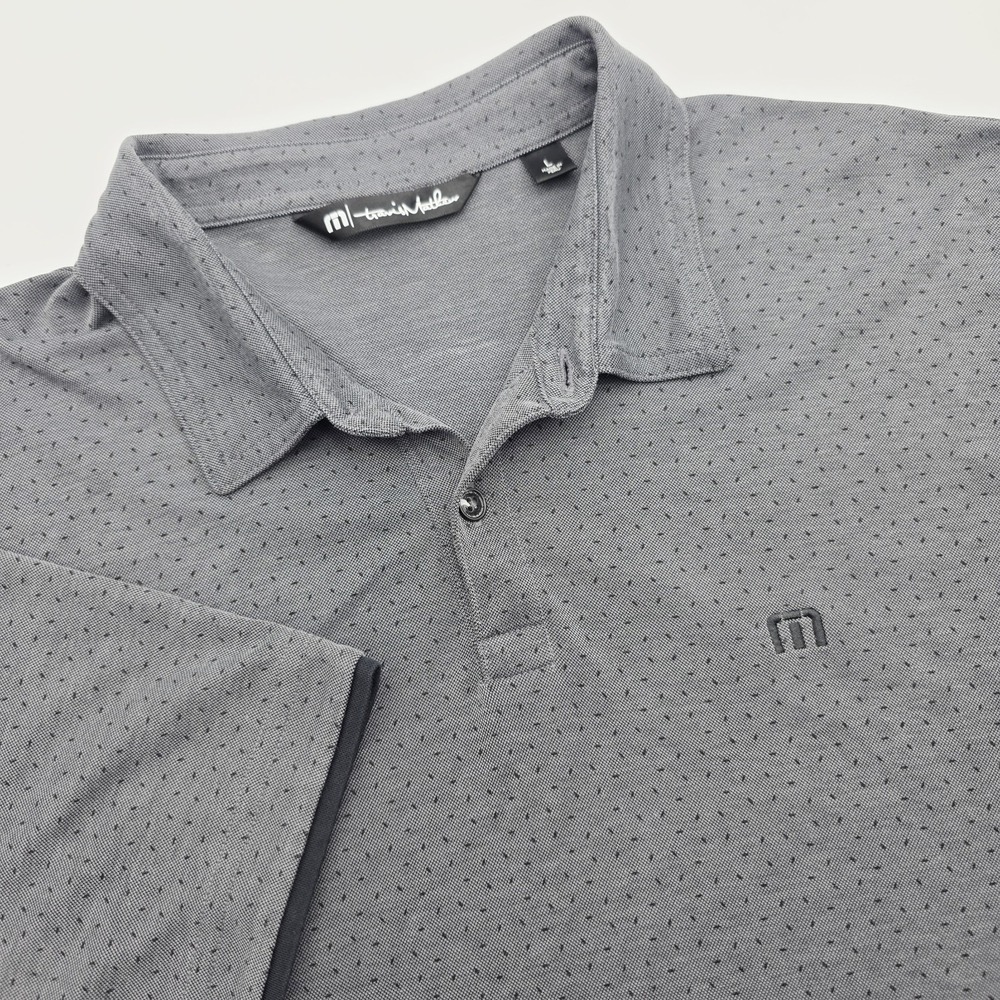 Travis‎ Mathew Men's Large Gray Short Sleeve Stretch Geometric Polo Golf Shirt